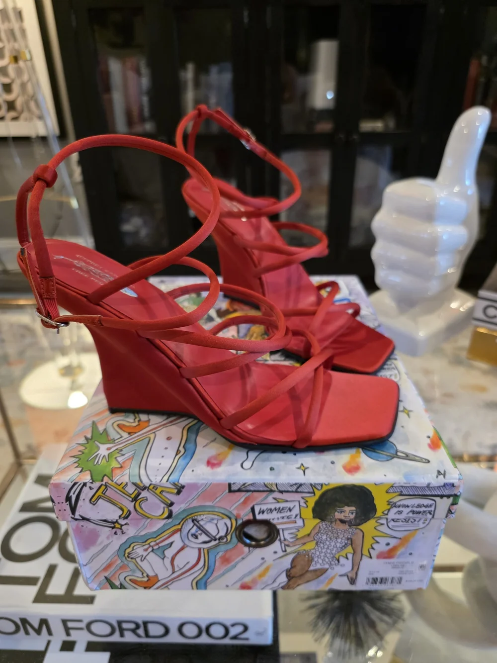 Jeffrey Campbell Red Strappy Wedge Sandals
